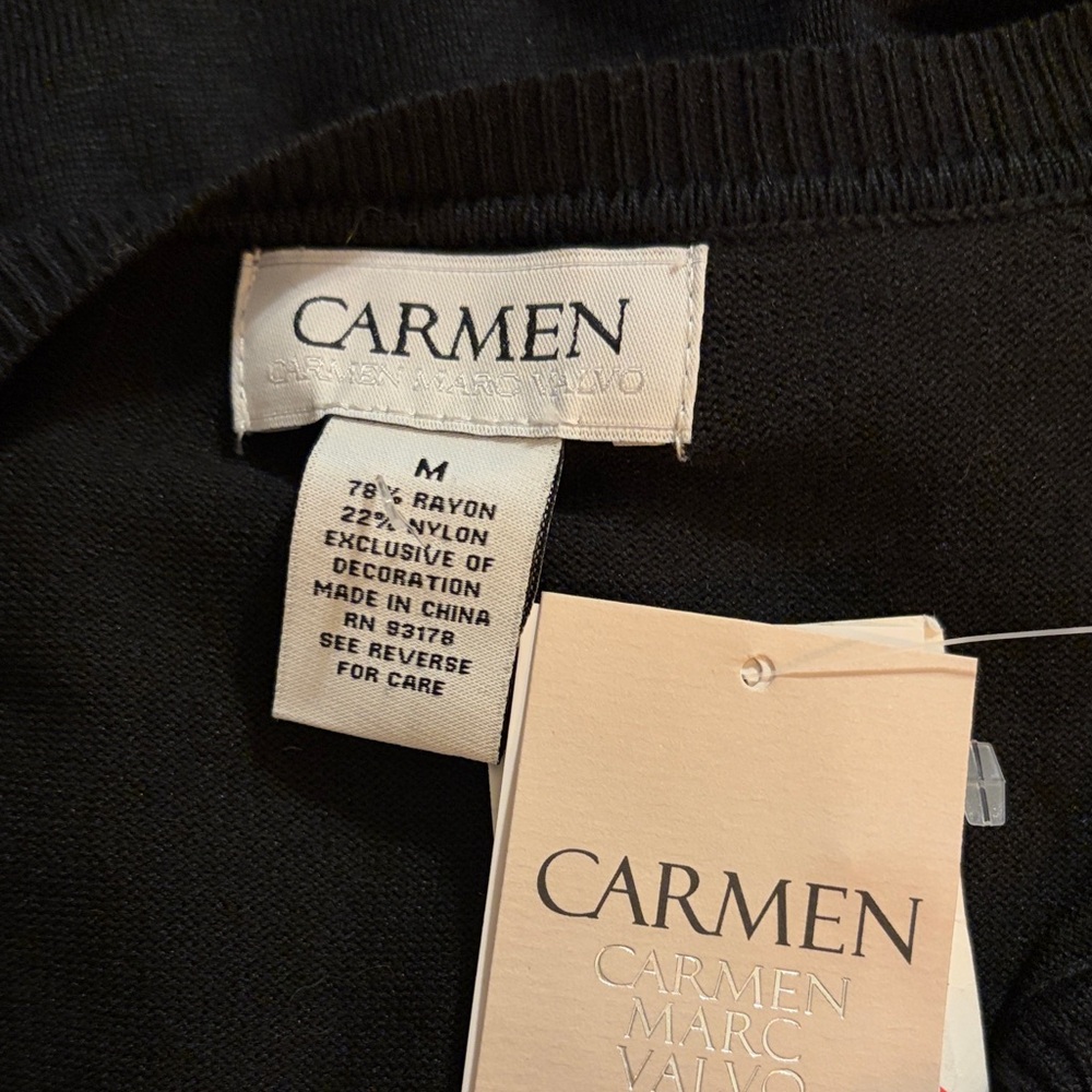 Carmen Chic Black Cardigan with Pearls - Picture 5 of 6